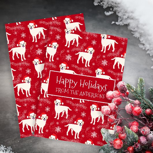 Gelukkige Kerstmislabradors in de Sneeuw Feestdagenkaart