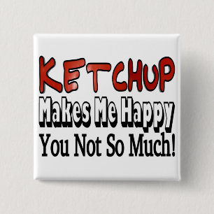 Gelukkige Ketchup Vierkante Button 5,1 Cm