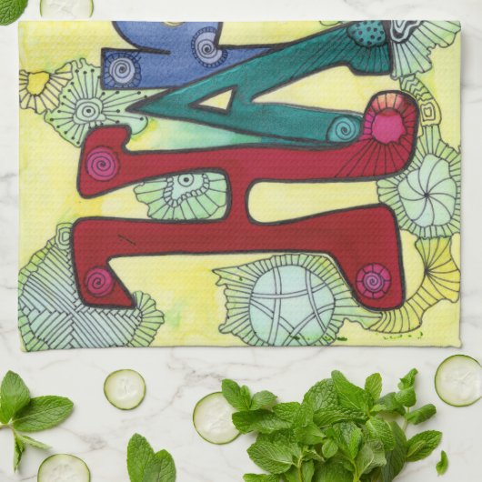 Gelukkige keukenhanddoek (Gevouwen)