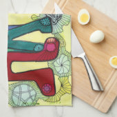 Gelukkige keukenhanddoek (Quarter Fold)