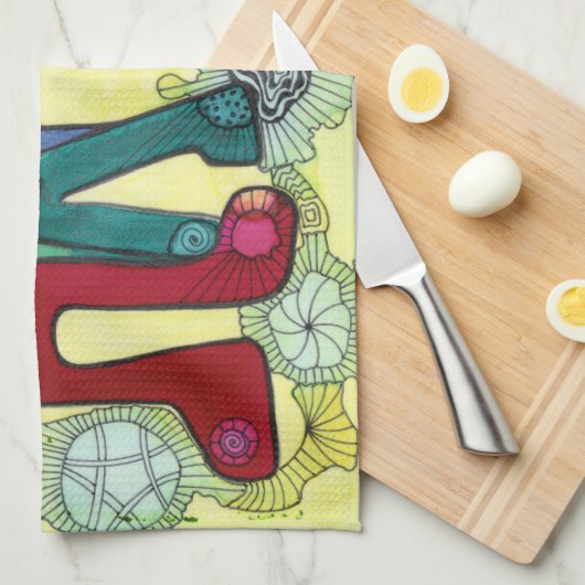 Gelukkige keukenhanddoek (Quarter Fold)