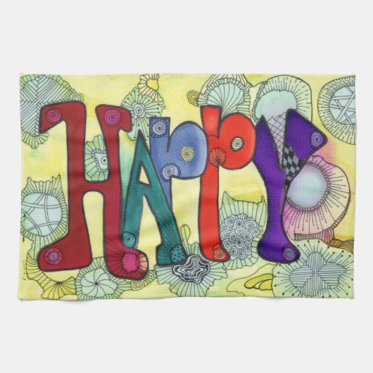 Gelukkige keukenhanddoek (Horizontaal)