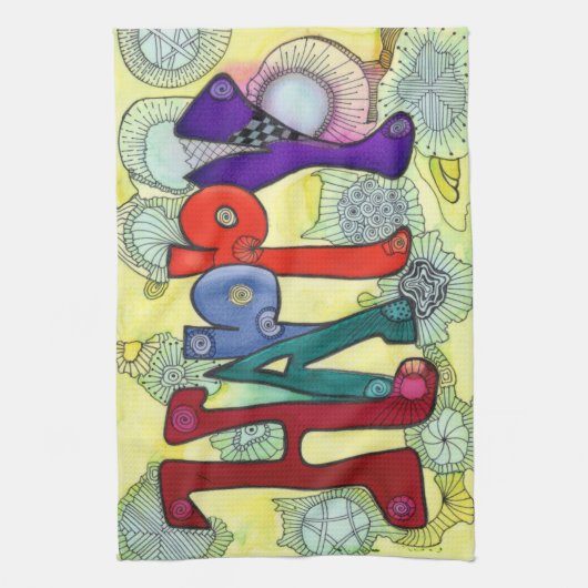 Gelukkige keukenhanddoek (Verticaal)