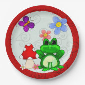 Gelukkige kikker in het voorjaar VERJAARDAG Papieren Bordje (Voorkant)