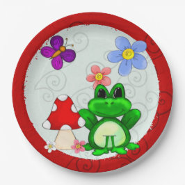 Gelukkige kikker in het voorjaar VERJAARDAG Papieren Bordje