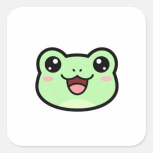 Gelukkige Kikker – Mooie Kawaii Illustratie Vierkante Sticker