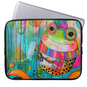 Gelukkige Kikker Vrolijke Wegkant Avontuur Laptop Sleeve