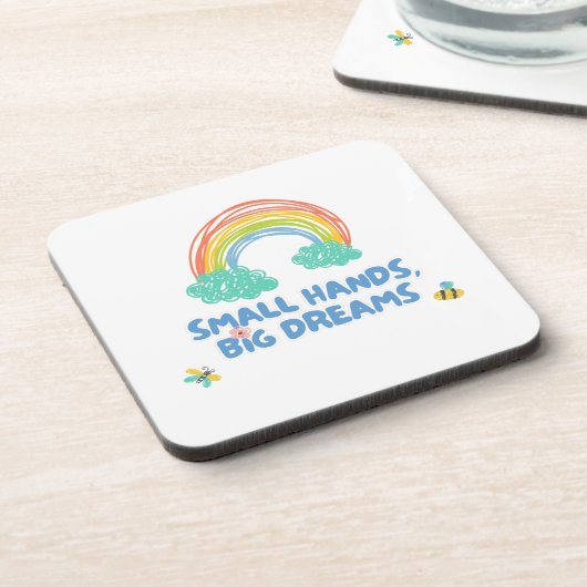 Gelukkige kinder Dag van de Kinderen Kleine Handen Bier Onderzetter (Linkerzijde)