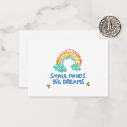 Gelukkige kinder Dag van de Kinderen Kleine Handen Notitiekaartje (Voorkant / Achterkant in situ)