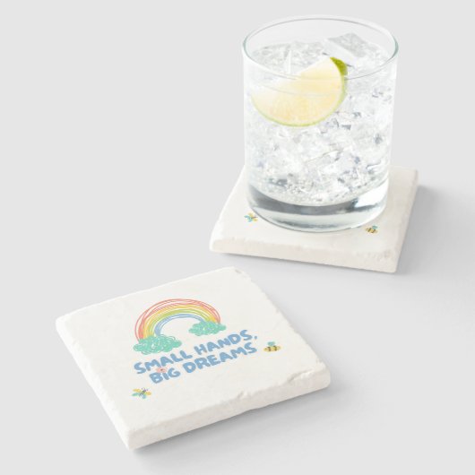 Gelukkige kinder Dag van de Kinderen Kleine Handen Stenen Onderzetter (Zijkant)