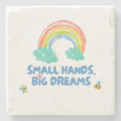Gelukkige kinder Dag van de Kinderen Kleine Handen Stenen Onderzetter (Voorkant)