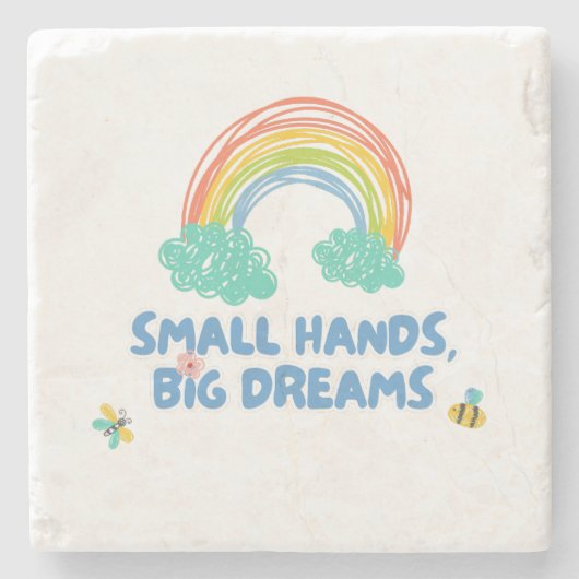 Gelukkige kinder Dag van de Kinderen Kleine Handen Stenen Onderzetter (Voorkant)