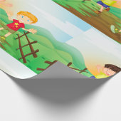 Gelukkige Kinder spelen buitenshuis Cadeaupapier