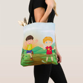 Gelukkige Kinder spelen buitenshuis Tote Bag