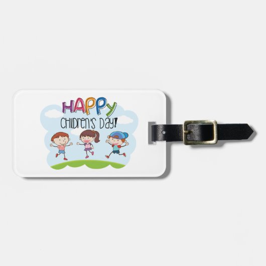 Gelukkige Kinderdag Kinderen Feest Bagagelabel (Voorkant horizontaal)