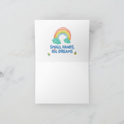 Gelukkige kinderdag Kleine Handen, Grote Dromen Bedankkaart (Binnen)