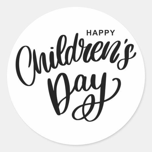 Gelukkige Kinderdag Ronde Sticker (Voorkant)