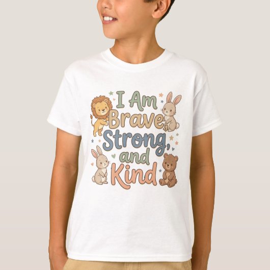 Gelukkige Kinderen Bevestiging Dapper Sterk Vriend T-shirt (Voorkant)