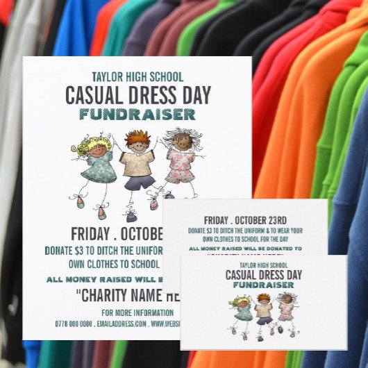 Gelukkige kinderen, Casual Dress Day Fundraiser Visitekaartje