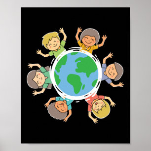 Gelukkige kinderen - Milieubescherming Earth Day Poster