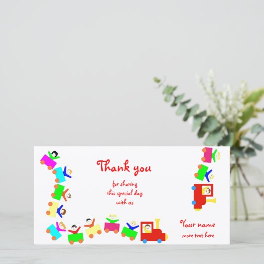 Gelukkige Kinderen Trein Bedankkaart (Staand voorkant)