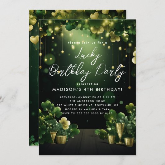 Gelukkige kinderen verjaardagsfeestje op Patrick u Kaart (Voorkant / Achterkant)