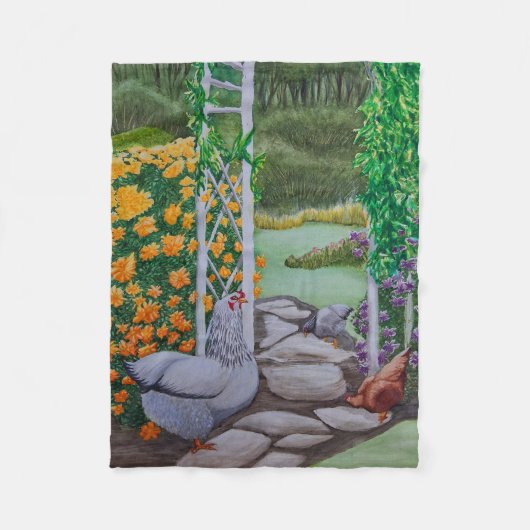 Gelukkige kippen hebben plezier in het park fleece deken (Voorkant)