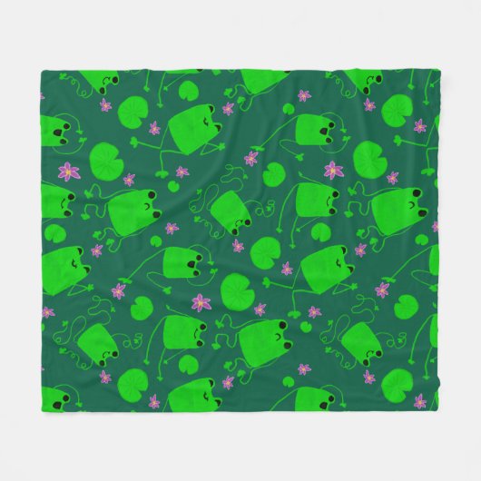 Gelukkige Kleine Kikkers Fleece Deken (Voorkant (Horizontaal))