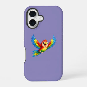 Gelukkige Kleine Papegaai Cartoon Kunst voor Kinde iPhone 16 Hoesje