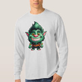 Gelukkige Kleine Troll Chibi illustratie Lange Mou T-shirt (Voorkant)