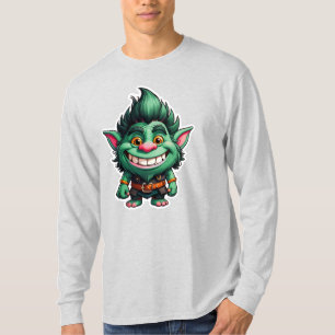 Gelukkige Kleine Troll Chibi illustratie Lange Mou T-shirt