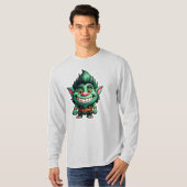 Gelukkige Kleine Troll Chibi illustratie Lange Mou T-shirt (Voorkant volledig)