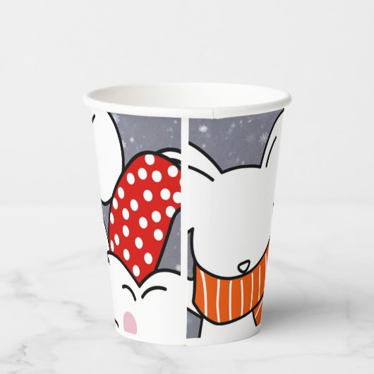 Gelukkige kleine witte muizen die Kerstmis vieren Papieren Bekers (Rechts)