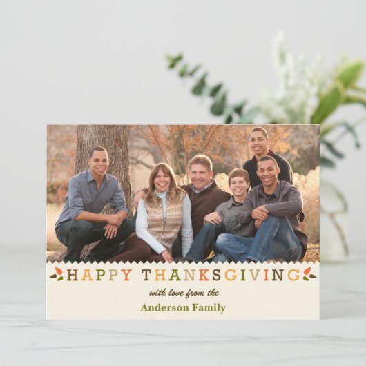 Gelukkige Kleurrijk & Heldere Thanksgiving Feestdagenkaart (Staand voorkant)