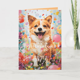 Gelukkige Kleurrijke Aquarel Puppy Vouwkaart Kaart