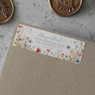 Gelukkige Kleurrijke Boho Wildbloem Retouradres Etiket