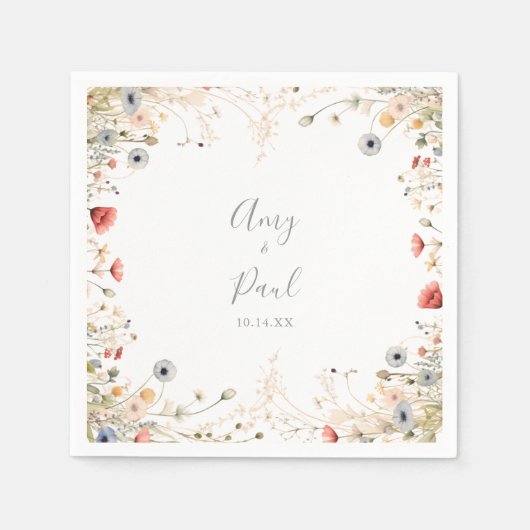 Gelukkige Kleurrijke Boho Wilde Bloemen Bruiloft S Servet (Voorkant)