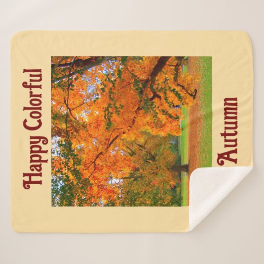 Gelukkige kleurrijke herfstsherpa deken (Voorkant (horizontaal))