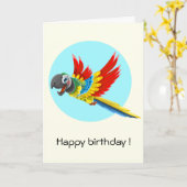 Gelukkige kleurrijke papegaai cartoon kids verjaar kaart (Gele Bloem)