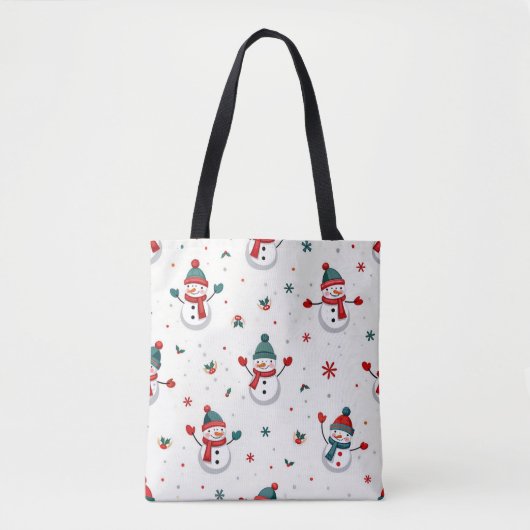 Gelukkige kleurrijke sneeuwpoppen tote bag (Voorkant)