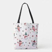 Gelukkige kleurrijke sneeuwpoppen tote bag (Achterkant)