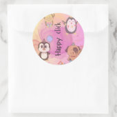 gelukkige klik ronde sticker (Tas)