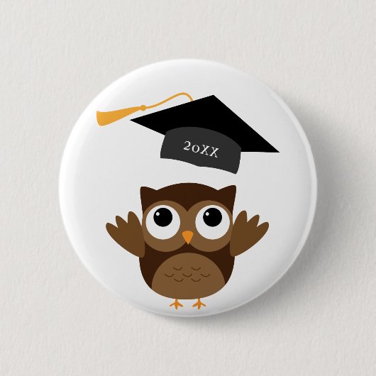 Gelukkige Knuffel Uil | Aangepaste Afstudeerklas Ronde Button 5,7 Cm (Voorkant)