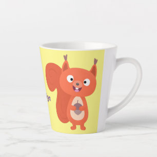 Gelukkige knuffige rode eekhoorn cartoonillustrati latte mok