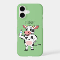 Gelukkige koe met babyfles cartoon