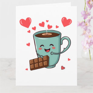 Gelukkige koffie & chocolade – Schattige Valentijn Kaart