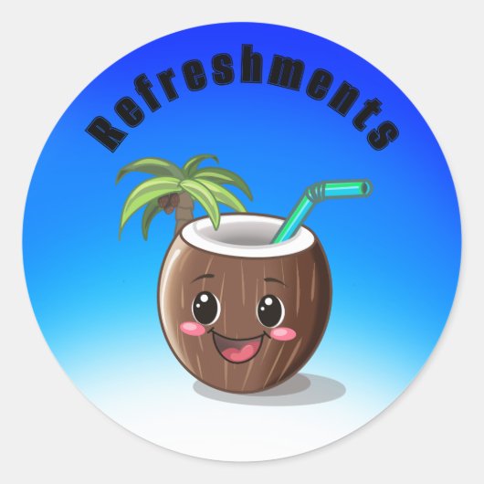 Gelukkige kokosnoot ronde sticker (Voorkant)