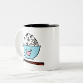 Gelukkige kom van de carburatoren van witte tweekleurige koffiemok (Voorkant links)