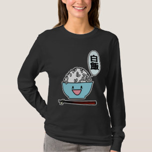 Gelukkige kom witte rijst eetstokjes koolhydraten t-shirt