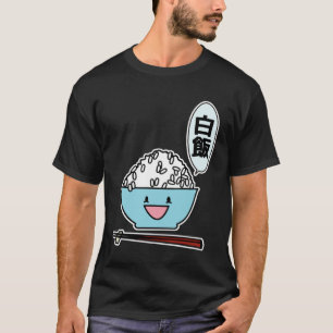 Gelukkige kom witte rijst eetstokjes koolhydraten t-shirt